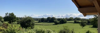 Balcony overlooking the fields at the gîte Le Benouchon